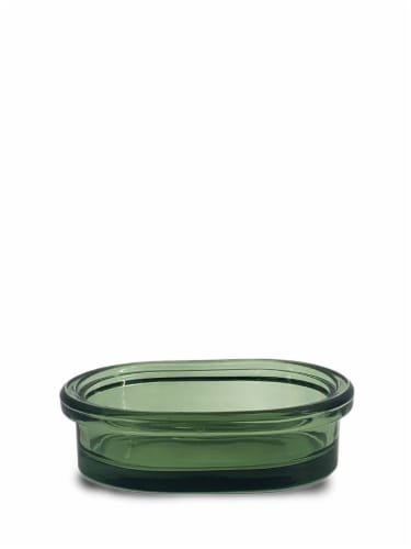 Splash Home Ponta Glass Soap Dish- Green Perspective: front
