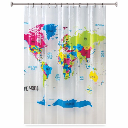 Splash Home World Map Shower Curtain Perspective: front