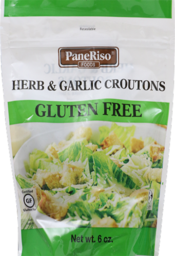 PaneRiso Herb & Garlic Croutons - Gluten Free Perspective: front