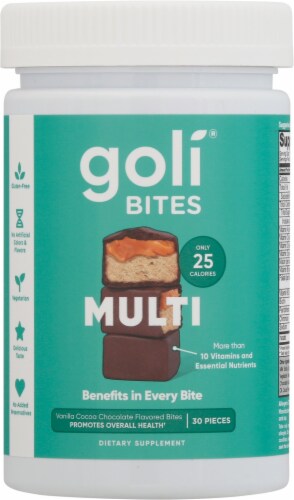 Goli® Nutrition Multi Vanilla Cocoa Chocolate Flavored Dietary Supplement Bites Perspective: front