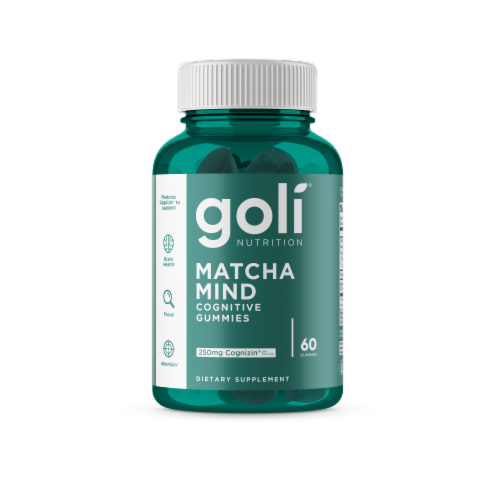Goli® Matcha Mind 250mg Cognizin Cognitive Gummies Perspective: front