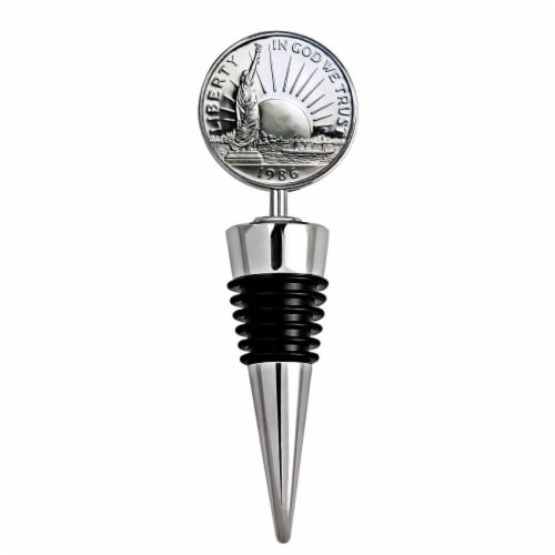 UPM Global 15207 4 x 1.3 in. Statue of Liberty Commemorative Half Dollar Coin Wine Stopper Perspective: front