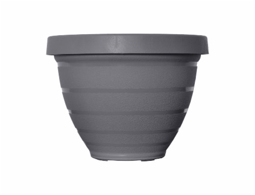 Akro-Mils Rings Self-Watering Planter - Warm Gray Perspective: front