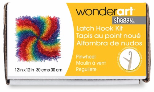 Caron Shaggy Latch Hook Kit 12 X12 -Pinwheel Perspective: front