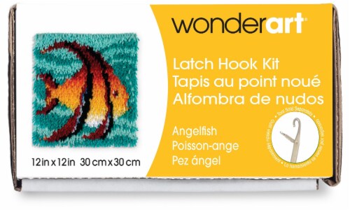 Caron Wonderart Latch Hook Kit 12 X12 -Angel Fish, 12”x12” - Metro