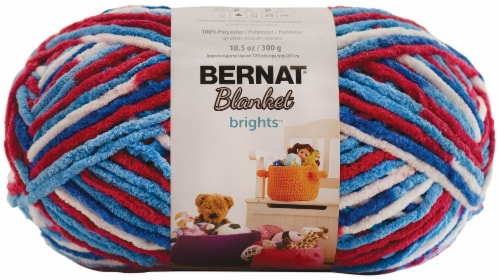 Bernat Blanket Brights Big Ball Yarn Red White Boom Variegated