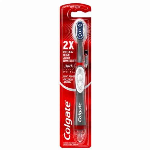 Colgate® 360® Optic White® Soft Sonic Powered Toothbrush with Tongue and Cheek Cleaner Perspective: front