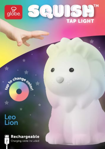 Leo Lion Color Changing LED Rechargeable Silicone Night Light Perspective: front