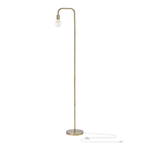 Globe Electric Holden 70" Floor Lamp With In-Line On/Off Foot Switch - Matte Brass Perspective: front