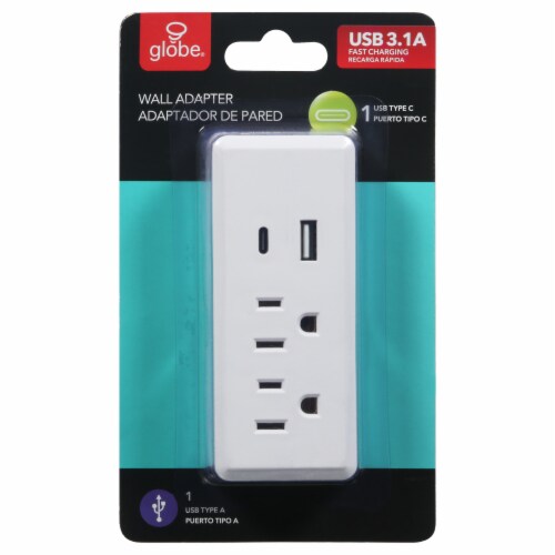 Globe® Fast Charging USB Wall Adapter Perspective: front