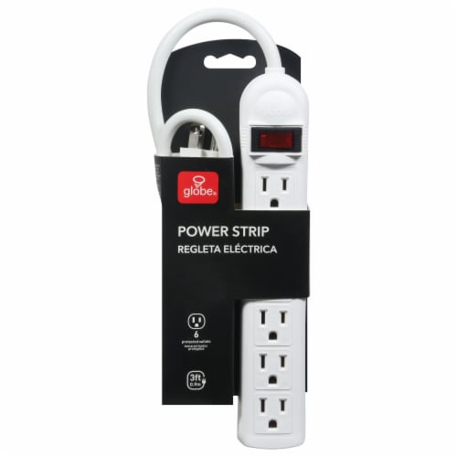 Globe® White Power Outlet Strip Perspective: front
