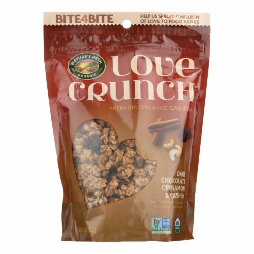 Nature's Path Organic Love Crunch Dark Chocolate Cinnamon & Cashew Organic Granola Perspective: front