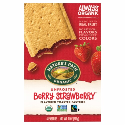Nature's Path Organic Unfrosted Berry Strawberry Toaster Pastries Perspective: front
