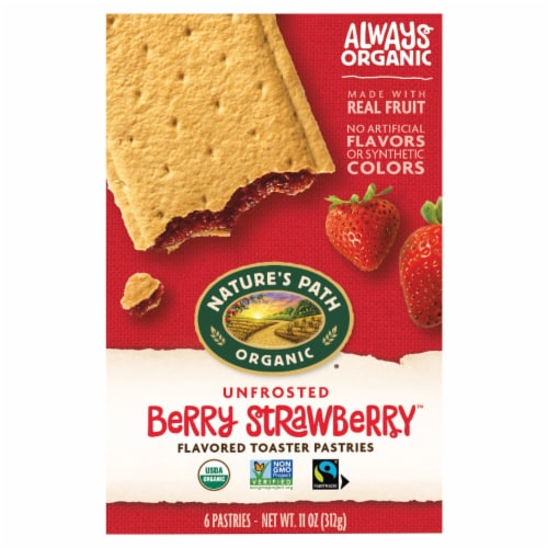 Nature's Path Organic Unfrosted Berry Strawberry Toaster Pastries Perspective: front