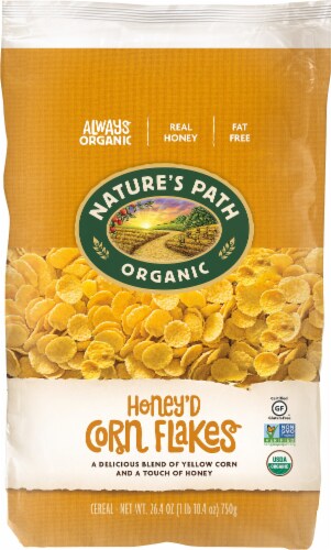 Nature's Path Organic® Honey'd Corn Flakes Bag Cereal Perspective: front
