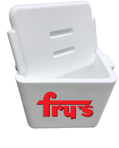 Fry's Foam Cooler with Molded Handle Perspective: front