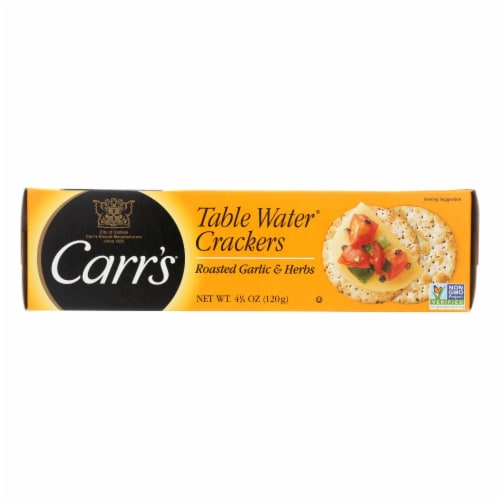Kellogg's Carr's Table Water Crackers Roasted Garlic and Herbs Perspective: front