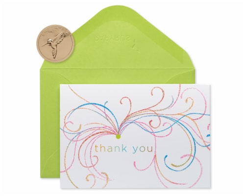 Papyrus Swirl with Glitter Thank You Boxed Blank Note Cards Perspective: front