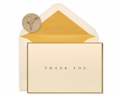 Papyrus Gold Border Thank You Boxed Blank Note Cards Perspective: front