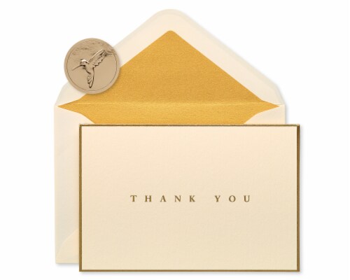 Papyrus Gold Border Thank You Boxed Blank Note Cards Perspective: front