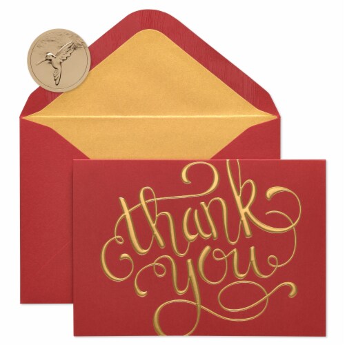 Papyrus Red and Gold Boxed Thank You Cards Perspective: front