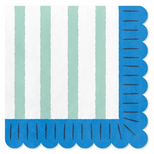 American Greetings 20-Count Beverage Napkins, Light Green Stripes Perspective: front