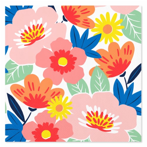 American Greetings 20-Count Lunch Napkins, Colorful Flowers Perspective: front