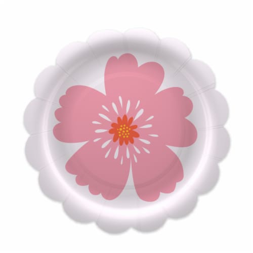 American Greeting All Occasion Paper Plates- Pink Flower Perspective: front