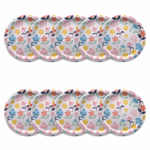 American Greeting Paper Plates- Multi-Colored Flowers Perspective: front