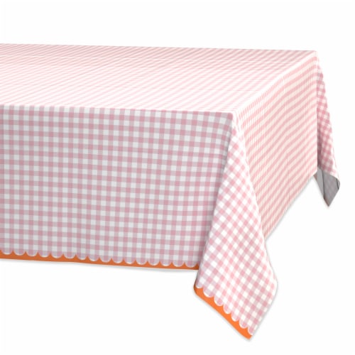 American Greetings Plastic Table Cover- Pink Gingham Perspective: front