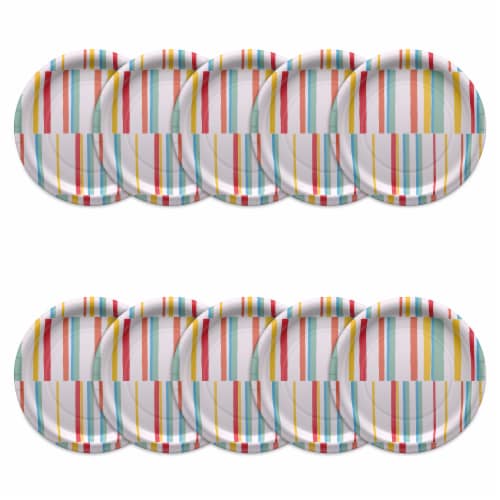 American Greetings Paper Plates Multi-Colored Lines Perspective: front