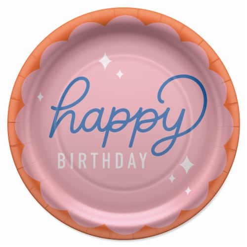 American Greetings Happy Birthday Paper Plates - Pink Perspective: front