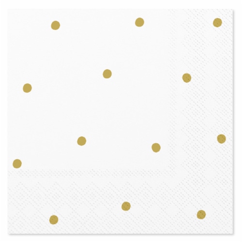 American Greetings 20-Count Beverage Napkins, Gold Polka Dots Perspective: front