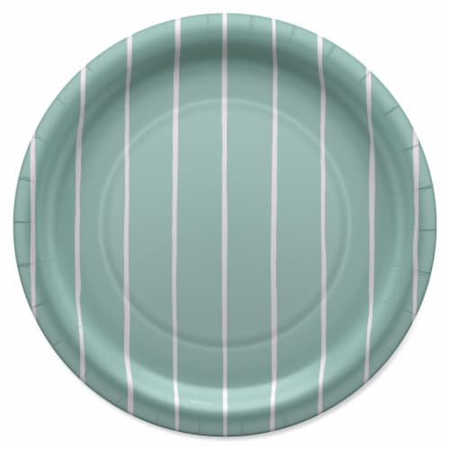 American Greetings 9 Inch Paper Plates - Stripes On Green Perspective: front