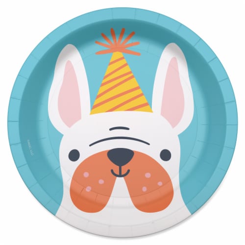 American Greetings 7 Inch Paper Plates - Dog With Birthday Hat Perspective: front