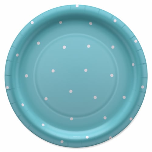 American Greetings Paper Plates- Polka Dots on Blue Perspective: front