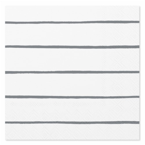 American Greetings Beverage Napkins Silver Stripes on White Perspective: front