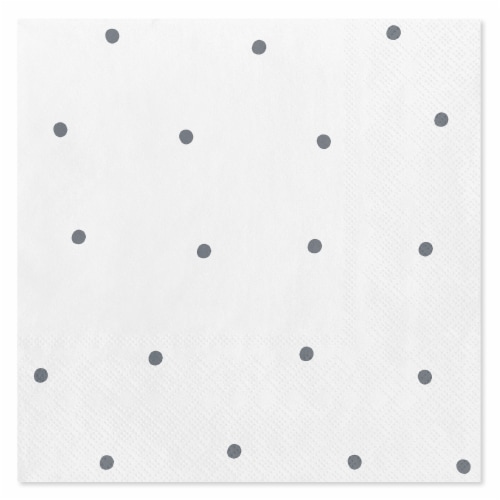 American Greetings 20-Count Lunch Napkins, Silver Polka Dots Perspective: front