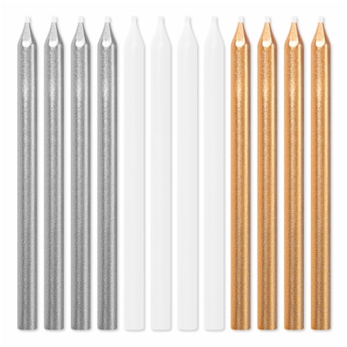 American Greetings Birthday Candles Silver White Gold Perspective: front