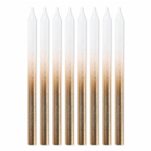 American Greetings Birthday Candles - White and Gold Ombre Perspective: front