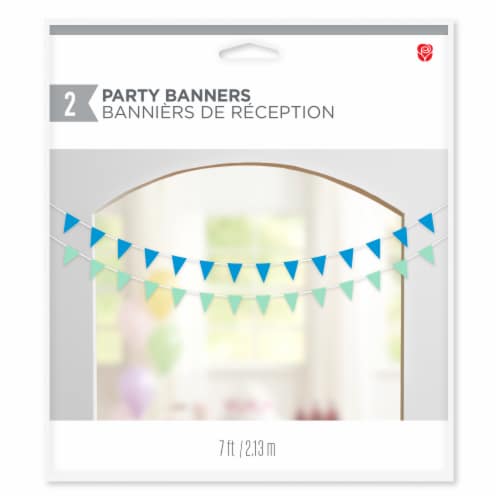 American Greetings 7' Feet Party All Occasion Banner Decoration, Blue and Green Pendants Perspective: front