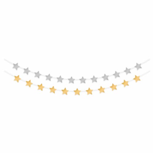 American Greetings 7 Foot Party Banner - Silver and Orange Stars Perspective: front
