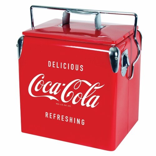 Koolatron Coca-Cola Retro Ice Chest Cooler with Bottle Opener Perspective: front