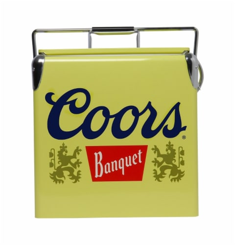 Koolatron Coors Banquet Retro Ice Chest Cooler with Bottle Opener Perspective: front