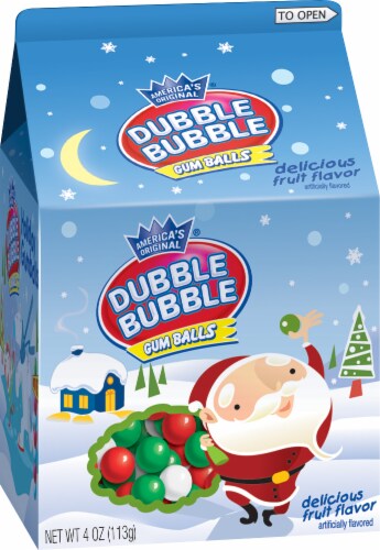 Dubble Bubble Fruit Flavor Gum Balls Christmas Carton Perspective: front