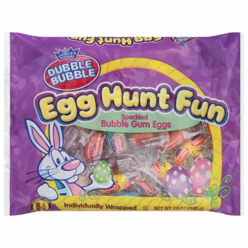 Dubble Bubble Egg Hunt Fun Speckled Bubble Gum Eggs Easter Candy Perspective: front