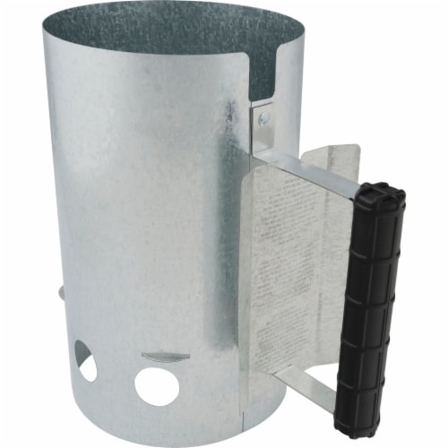 GrillPro 6.5 In. Aluminized Steel, Wood Handle Chimney Charcoal Starter 39470 Perspective: front