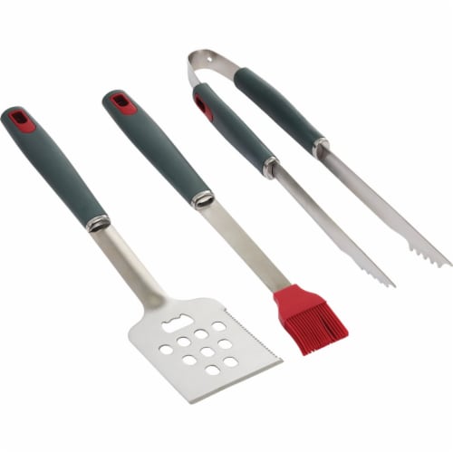 GrillPro Resin Handle Stainless Steel 3-Piece BBQ Tool Set 40025 Perspective: front