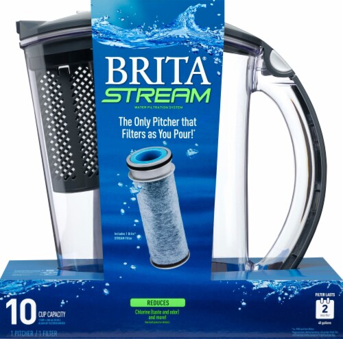 Brita Stream Water Filtration System Pitcher - Carbon Gray Perspective: front
