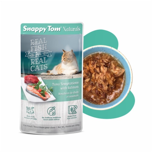 Snappy Tom Naturals Tuna Temptations with Salmon 3.5oz (12 Pack) Perspective: front